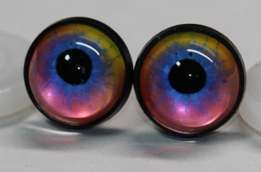 1 Paar 14 mm Sicherheitsaugen Kunststoff mit Glas rainbow