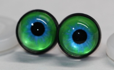 1 Paar 14 mm Sicherheitsaugen Kunststoff mit Glas grün blau