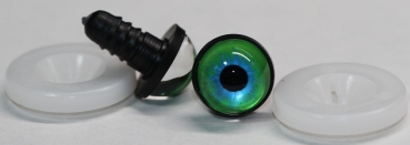 1 Paar 14 mm Sicherheitsaugen Kunststoff mit Glas grün blau