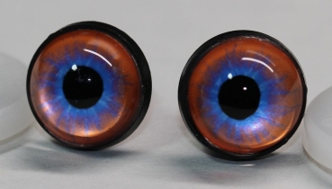 1 Paar 14 mm Sicherheitsaugen Kunststoff mit Glas orange blau