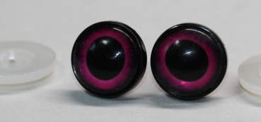 1 Paar 17 mm Sicherheitsaugen Kunststoff mit Glas purpur schwarz ovale Pupille