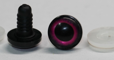 1 Paar 17 mm Sicherheitsaugen Kunststoff mit Glas purpur schwarz ovale Pupille