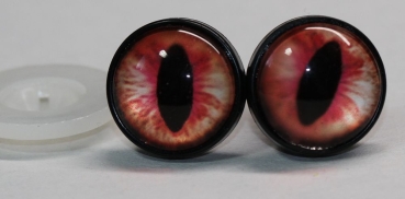 1 Paar 17 mm Sicherheitsaugen Kunststoff mit Glas rot hellgelb