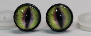 1 Paar 17 mm Sicherheitsaugen Kunststoff mit Glas goldgrün violett