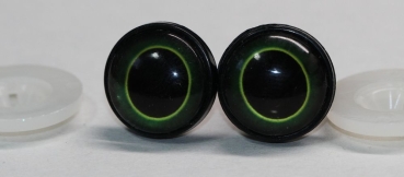 1 Paar 17 mm Sicherheitsaugen Kunststoff mit Glas grün schwarz ovale Pupille