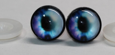 1 Paar 17 mm Sicherheitsaugen Kunststoff mit Glas weiß blau violett