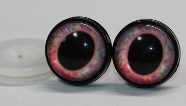 1 Paar 17 mm Sicherheitsaugen Kunststoff mit Glas rose pastell schwarz ovale Pupille