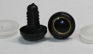 1 Paar 17 mm Sicherheitsaugen Kunststoff mit Glas gold schwarz ovale Pupille