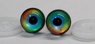 1 Paar 17 mm Sicherheitsaugen Kunststoff mit Glas rainbow