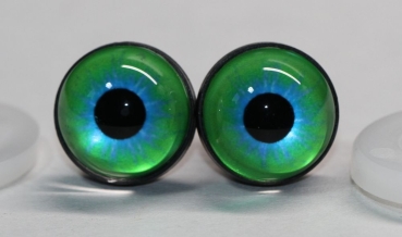 1 Paar 17 mm Sicherheitsaugen Kunststoff mit Glas grün blau