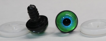 1 Paar 17 mm Sicherheitsaugen Kunststoff mit Glas grün blau