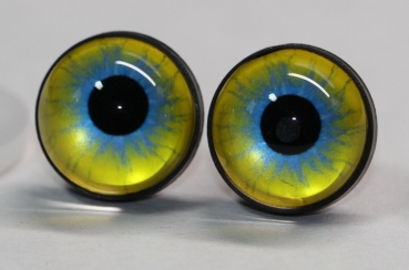1 Paar 17 mm Sicherheitsaugen Kunststoff mit Glas gelb hellblau