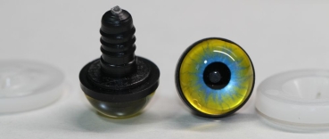 1 Paar 17 mm Sicherheitsaugen Kunststoff mit Glas gelb hellblau