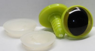 1 Paar 22 mm Sicherheitsaugen Kunststoff mit Glas hellgelb Katze Drache