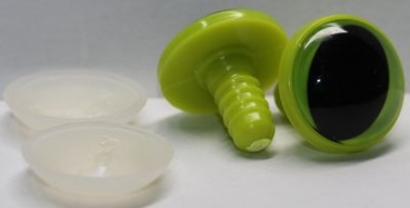 1 Paar 22 mm Sicherheitsaugen Kunststoff mit Glas hellgrün Katze Drache