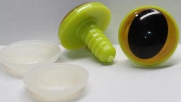 1 Paar 22 mm Sicherheitsaugen Kunststoff mit Glas gelb Katze Drache