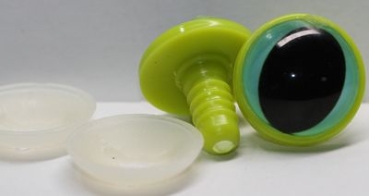 1 Paar 22 mm Sicherheitsaugen Kunststoff mit Glas mint Katze Drache