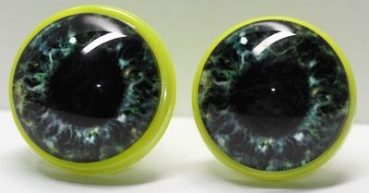 1 Paar 22 mm Sicherheitsaugen Kunststoff mit Glas dunkelgrün