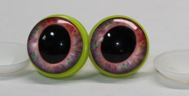 1 Paar 22 mm Sicherheitsaugen Kunststoff mit Glas rosa Pastell ovale Pupille