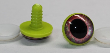 1 Paar 22 mm Sicherheitsaugen Kunststoff mit Glas rosa Pastell ovale Pupille