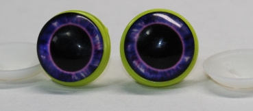 1 Paar 22 mm Sicherheitsaugen Kunststoff mit Glas rosa violett ovale Pupille