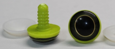1 Paar 22 mm Sicherheitsaugen Kunststoff mit Glas gold dunkelgrün schwarz ovale Pupille