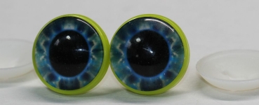 1 Paar 22 mm Sicherheitsaugen Kunststoff mit Glas blau weiß schwarz