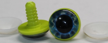 1 Paar 22 mm Sicherheitsaugen Kunststoff mit Glas blau weiß schwarz