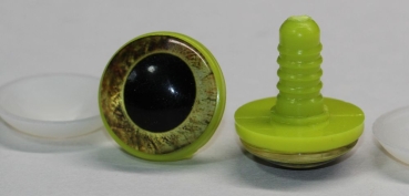1 Paar 22 mm Sicherheitsaugen Kunststoff mit Glas goldgelb braun ovale Pupille