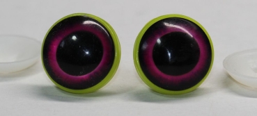 1 Paar 22 mm Sicherheitsaugen Kunststoff mit Glas purpur schwarz ovale Pupille