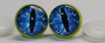 1 Paar 22 mm Sicherheitsaugen Kunststoff mit Glas blau weiß Katze Drache