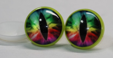 1 Paar 22 mm Sicherheitsaugen Kunststoff mit Glas bunt Katze Drache