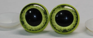 1 Paar 22 mm Sicherheitsaugen Kunststoff mit Glas gelb grün schwarz ovale Pupille