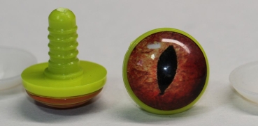 1 Paar 22 mm Sicherheitsaugen Kunststoff mit Glas rot orange Katze Drache