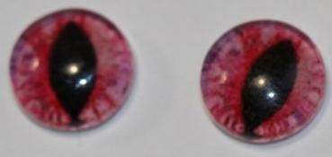 1 Paar Augen Glaslinsen Katze zum Aufkleben 8 mm pink weiß