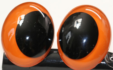 1 Paar Sicherheitsaugen oval 23,5 mm x 18,5 mm orange intensiv Schielaugen
