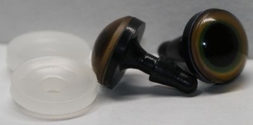 1 Paar Sicherheitsaugen 14 mm mittelgroße runde Pupillen beigeblau schimmernd verschiedenfarbige Iris