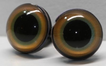 1 Paar Sicherheitsaugen 16 mm mittelgroße runde Pupillen beigeblau schimmernd verschiedenfarbige Iris