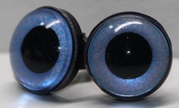 1 Paar Sicherheitsaugen 14 mm mittelgroße runde Pupillen zartblau schimmernd verschiedenfarbige Iris