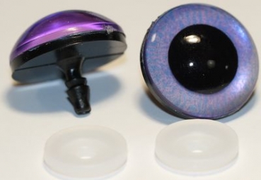 1 Paar Sicherheitsaugen 30 mm mittelgroße runde Pupillen flieder schimmernd verschiedenfarbige Iris