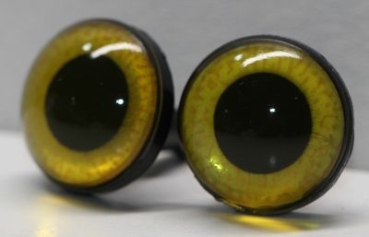 1 Paar Sicherheitsaugen 16 mm mittelgroße runde Pupillen goldgelb schimmernd verschiedenfarbige Iris