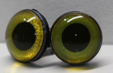 1 Paar Sicherheitsaugen 14 mm mittelgroße runde Pupillen goldgrün schimmernd verschiedenfarbige Iris