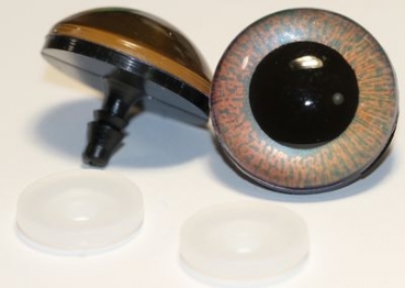 1 Paar Sicherheitsaugen 30 mm mittelgroße runde Pupillen aubergine schimmernd verschiedenfarbige Iris