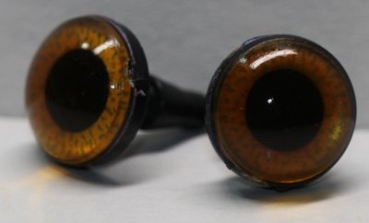 1 Paar Sicherheitsaugen 14 mm mittelgroße runde Pupillen kupfergold schimmernd verschiedenfarbige Iris