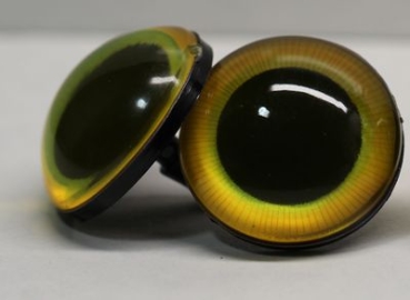 1 Paar Sicherheitsaugen 30 mm sehr große runde Pupillen goldgelb schimmernd verschiedenfarbige Iris