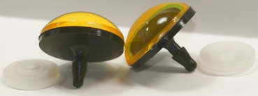 1 Paar Sicherheitsaugen 30 mm sehr große runde Pupillen goldgelb schimmernd verschiedenfarbige Iris