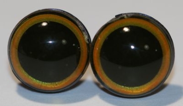 1 Paar Sicherheitsaugen 12 mm sehr große runde Pupillen kupfergold schimmernd verschiedenfarbige Iris
