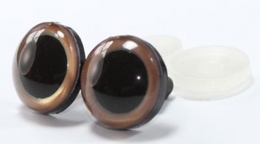 1 Paar Sicherheitsaugen 18 mm sehr große runde Pupillen braun schimmernd verschiedenfarbige Iris