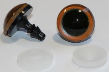 1 Paar Sicherheitsaugen 18 mm sehr große runde Pupillen kupfer schimmernd verschiedenfarbige Iris