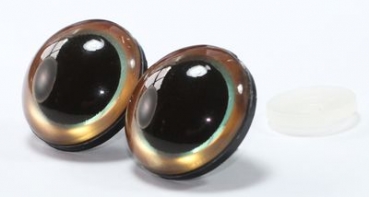 1 Paar Sicherheitsaugen 30 mm sehr große runde Pupillen kupfer schimmernd verschiedenfarbige Iris